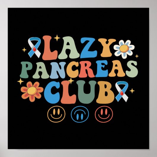 Grappige Groovy Lazy Pancreas Club Poster (Voorkant)