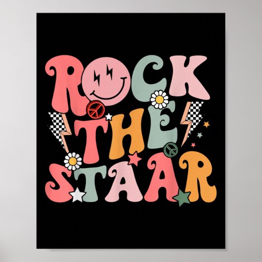 Grappige Groovy Testing Day Rock The Star Motivati Poster (Voorkant)