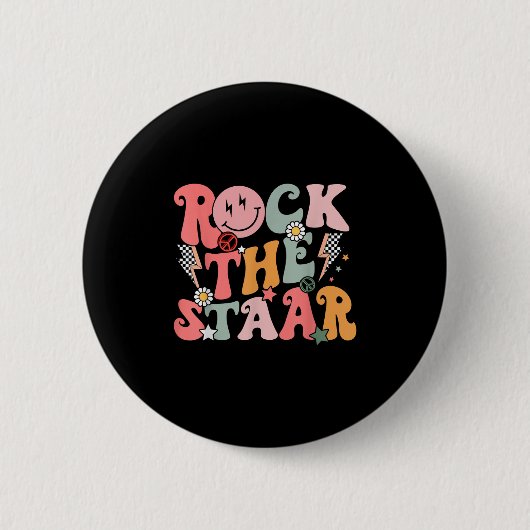 Grappige Groovy Testing Day Rock The Star Motivati Ronde Button 5,7 Cm (Voorkant)