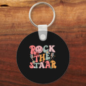 Grappige Groovy Testing Day Rock The Star Motivati Sleutelhanger (Voorkant)