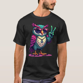 Grappige Groovy Uil Peace Uil T-shirt