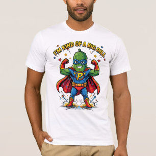 Grappige Grote Augurk Superheld Comic Strip T-shirt
