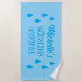 Grappige grote blauwe huilende handdoek voor stran (Voorkant)