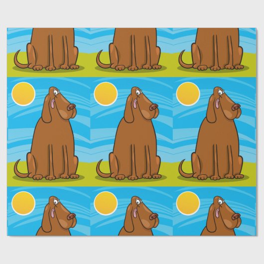 Grappige grote bruine hond die in de zon zit cadeaupapier (Vlak)