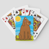Grappige grote bruine hond die in de zon zit pokerkaarten (Achterkant)