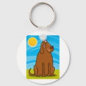 Grappige grote bruine hond die in de zon zit sleutelhanger (Achterkant)