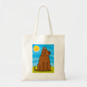 Grappige grote bruine hond die in de zon zit tote bag (Voorkant)