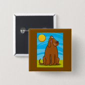 Grappige grote bruine hond die in de zon zit vierkante button 5,1 cm (Voorkant /achterkant)