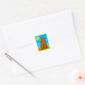 Grappige grote bruine hond die in de zon zit vierkante sticker