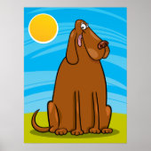 Grappige grote bruine hond zittend in de zon poster (Voorkant)