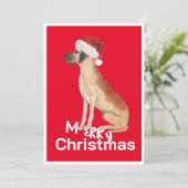 Grappige Grote Deen Hond Kerstmis Kerstman Hoed Va (Staand voorkant)