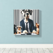 Grappige Grote Deen Mantel werken Accountant Canvas Afdruk (Insitu (Houten vloer))
