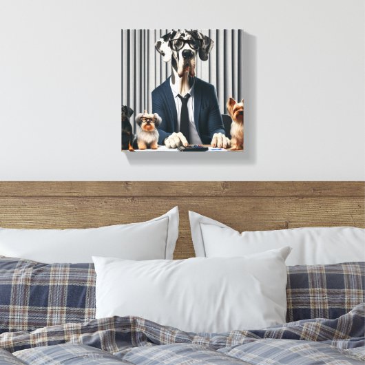 Grappige Grote Deen Mantel werken Accountant Canvas Afdruk (Insitu (Slaapkamer))