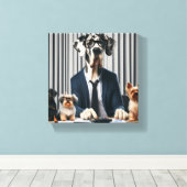 Grappige Grote Deen Mantel werken Accountant Canvas Afdruk (Insitu (Houten vloer))