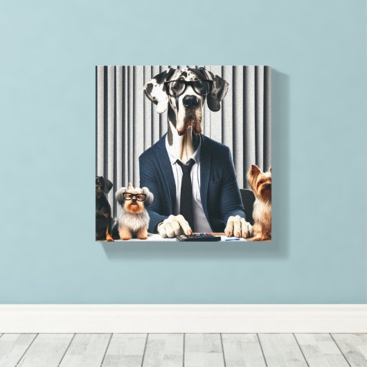 Grappige Grote Deen Mantel werken Accountant Canvas Afdruk (Insitu (Houten vloer))