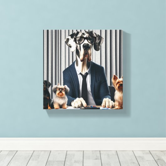 Grappige Grote Deen Mantel werken Accountant Canvas Afdruk (Insitu (Houten vloer))