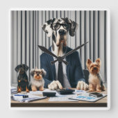 Grappige Grote Deen Mantel werken Accountant Vierkante Klok (Voorkant)