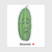 Grappige grote groene augurk met verrast gezicht sticker (Vel)