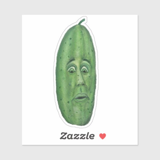 Grappige grote groene augurk met verrast gezicht sticker (Vel)