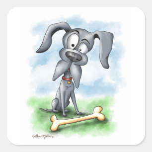 Grappige Grote Hond Cartoon Vierkante Sticker