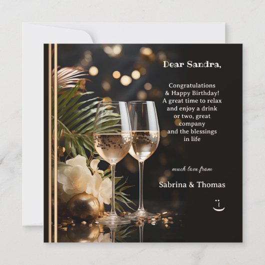 Grappige grote kat drank verjaardag kaart (Achterkant)