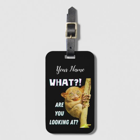 Grappige Grote Ogen Tarsier Waar Kijk Je Naar Bagagelabel (Voorkant (verticaal))