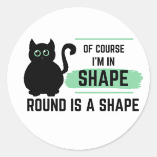 Grappige Grote Ronde Kat Zwart Ronde Gevormde Kat Sticker