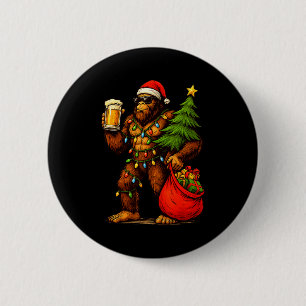Grappige Grote Voet Kerstman Hoed Drank Kerstboom Ronde Button 5,7 Cm