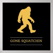 Grappige Grote Voet Weg Gesquatch Sasquatch Poster (Voorkant)