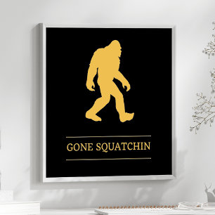 Grappige Grote Voet Weg Gesquatch Sasquatch Poster