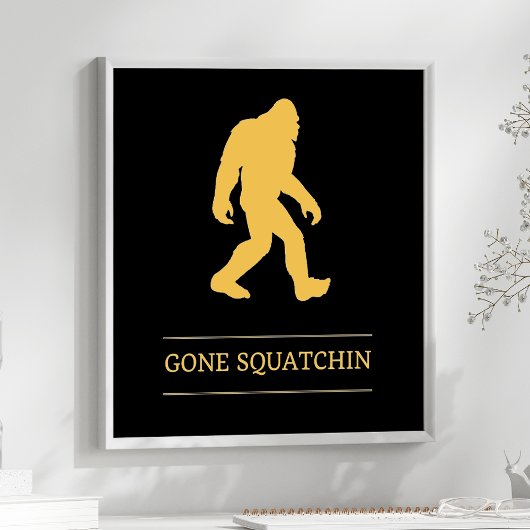 Grappige Grote Voet Weg Gesquatch Sasquatch Poster