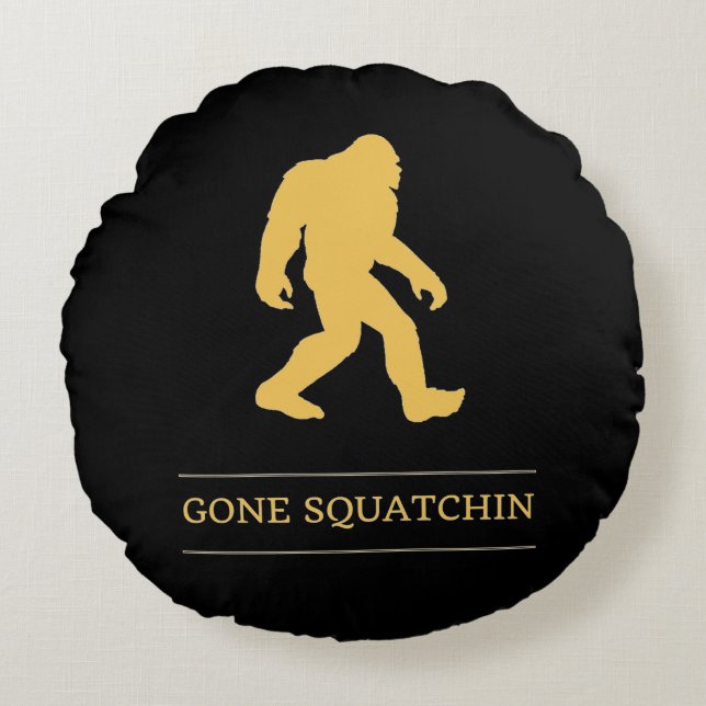 Grappige Grote Voet Weg Gesquatch Sasquatch Rond Kussen (Voorkant)