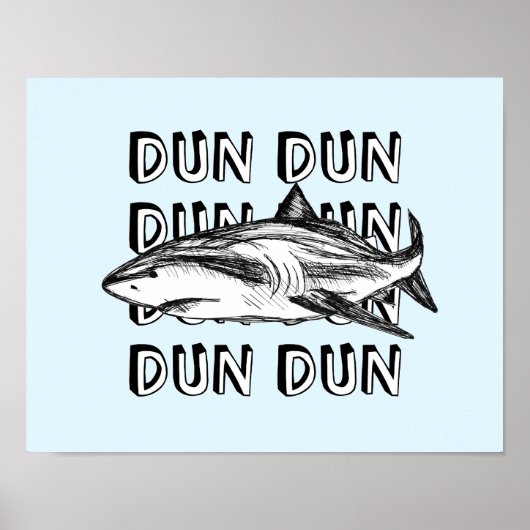 Grappige Grote Witte Haai Aanval Kunst Print (Voorkant)