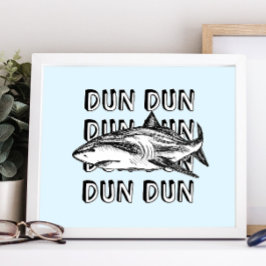 Grappige Grote Witte Haai Aanval Kunst Print