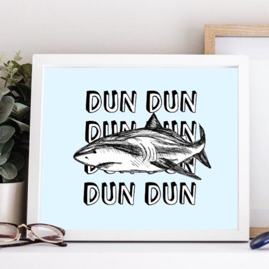 Grappige Grote Witte Haai Aanval Kunst Print