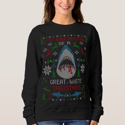 Grappige grote witte haai lelijke kerst trui (Voorkant)