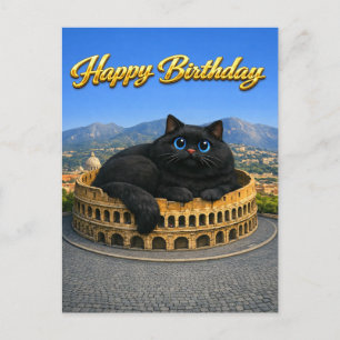 Grappige Grote Zwarte Kat Romeinse Colosseum Geluk Briefkaart