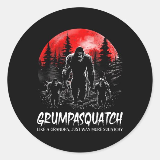 Grappige grotevoet papa Sasquatch Yeti Fa Ronde Sticker (Voorkant)