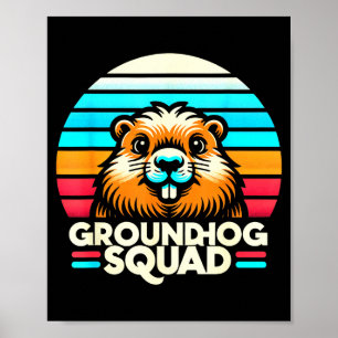 Grappige Groundhog Day 2025 Vintage Retro Ground H Poster
