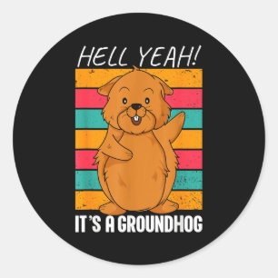 Grappige Groundhog Day Cartoon Anime Nieuwigheid G Ronde Sticker