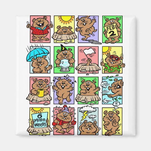 Grappige Groundhog Day-cartoons Magneet (Voorkant)