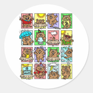 Grappige Groundhog Day-cartoons Ronde Sticker