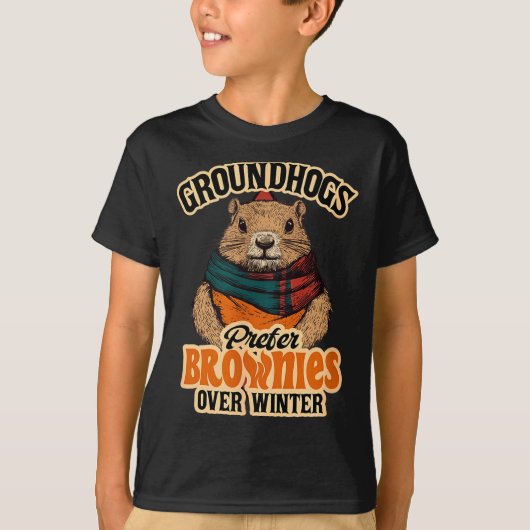 Grappige Groundhog Day Groundhogs Prefereren Brown T-shirt (Voorkant)