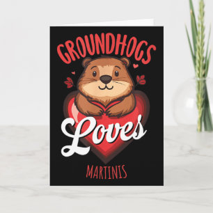 Grappige Groundhog Day Martini-ontwerp Groundhogs Kaart