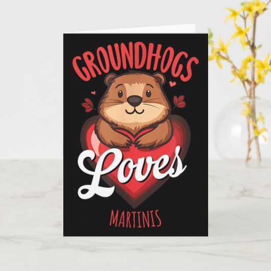 Grappige Groundhog Day Martini-ontwerp Groundhogs  Kaart (Gele Bloem)