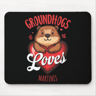Grappige Groundhog Day Martini-ontwerp Groundhogs  Muismat