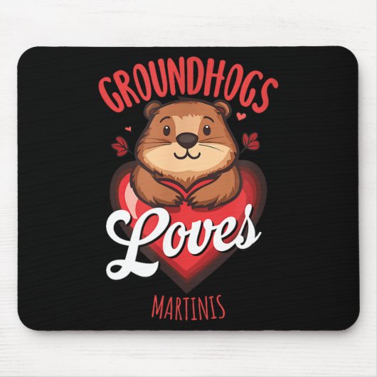 Grappige Groundhog Day Martini-ontwerp Groundhogs Muismat (Voorkant)