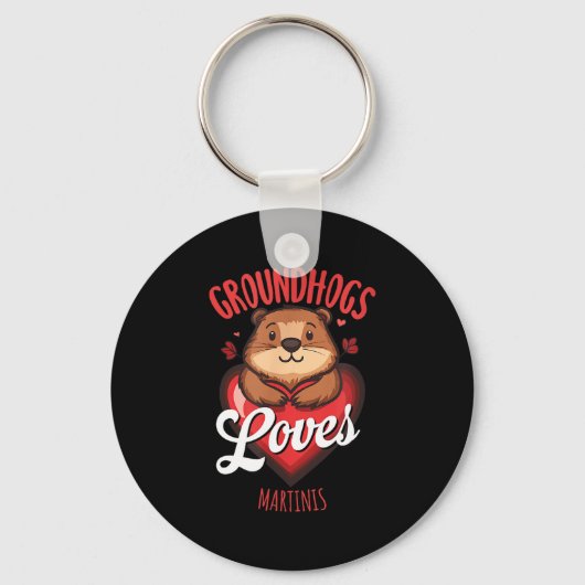 Grappige Groundhog Day Martini-ontwerp Groundhogs  Sleutelhanger (Voorkant)