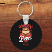 Grappige Groundhog Day Martini-ontwerp Groundhogs  Sleutelhanger (Voorkant)