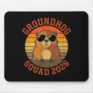 Grappige Groundhog-groep 2026 - Retro gelukkige da Muismat